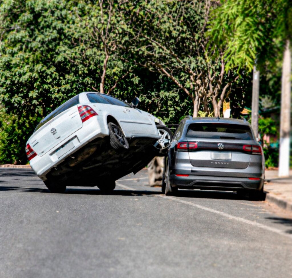 carro tomba sobre outro veiculo em aracatuba
