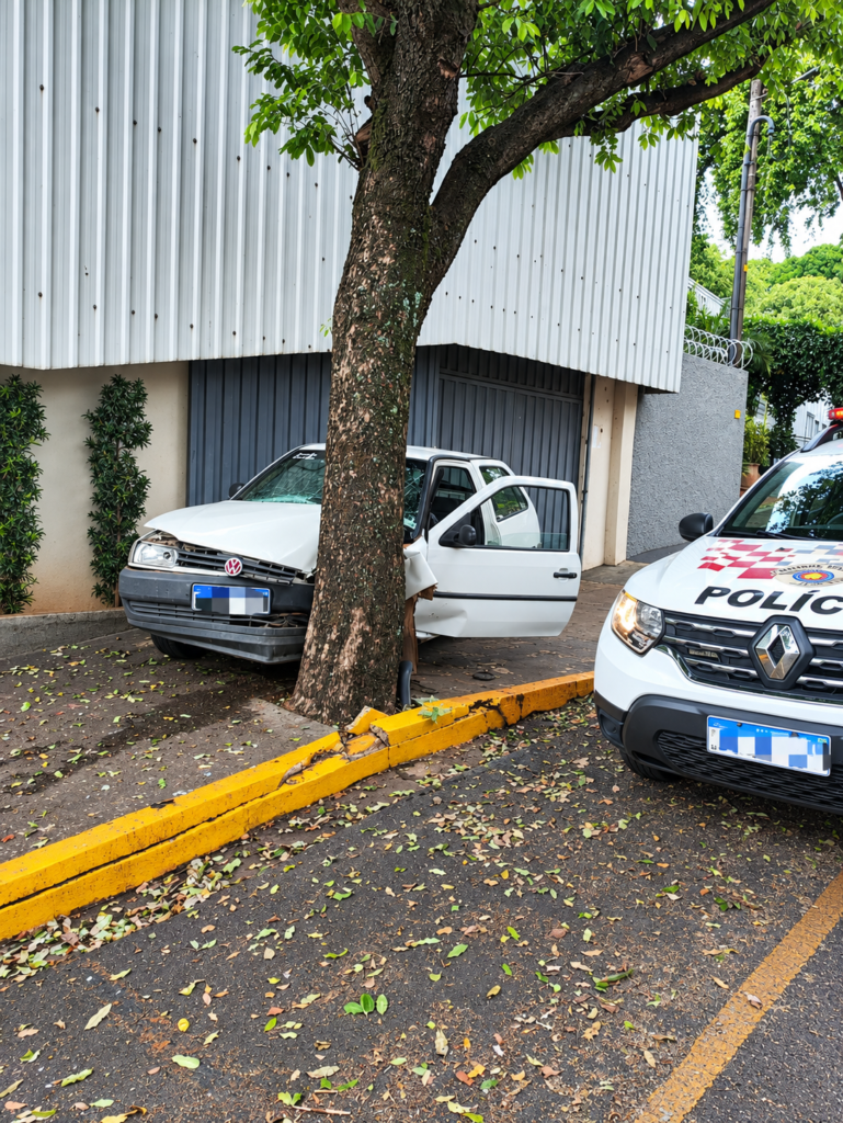 Mulher fica ferida após carro bater contra árvore em Birigui mulher fica ferida apos carro bater contra arvore em birigui